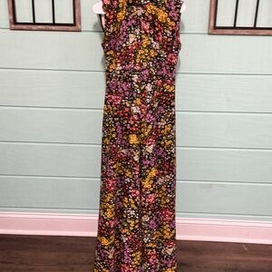 Vintage Handmade Floral Maxi Dress – 90s Sleeveless – Bold Print